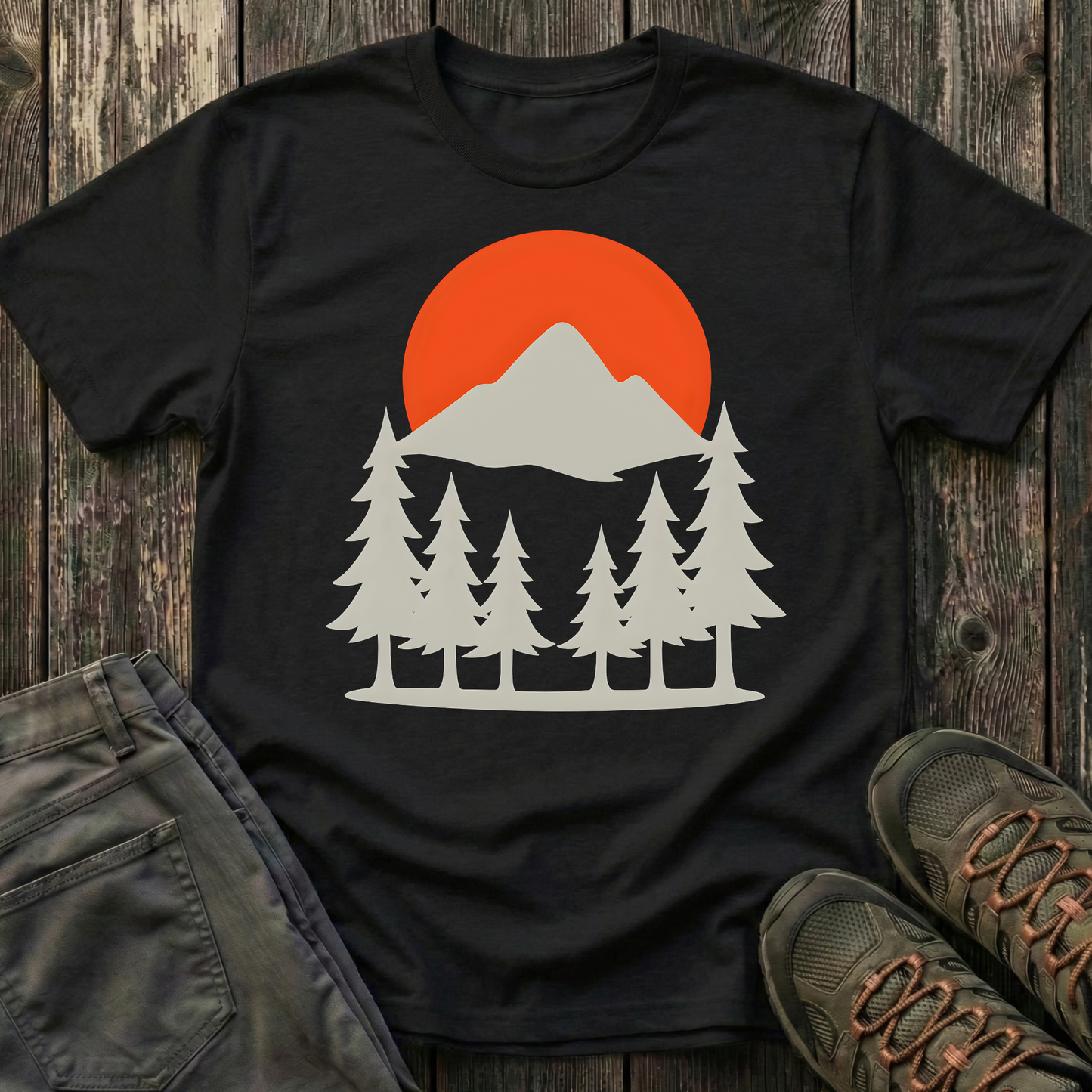 Grey Mountain Silhouette At Sunset T-shirt