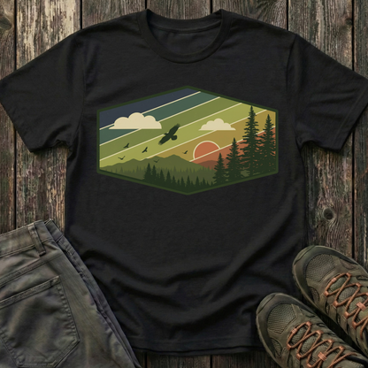 Retro Pine Forest Sunset T-shirt