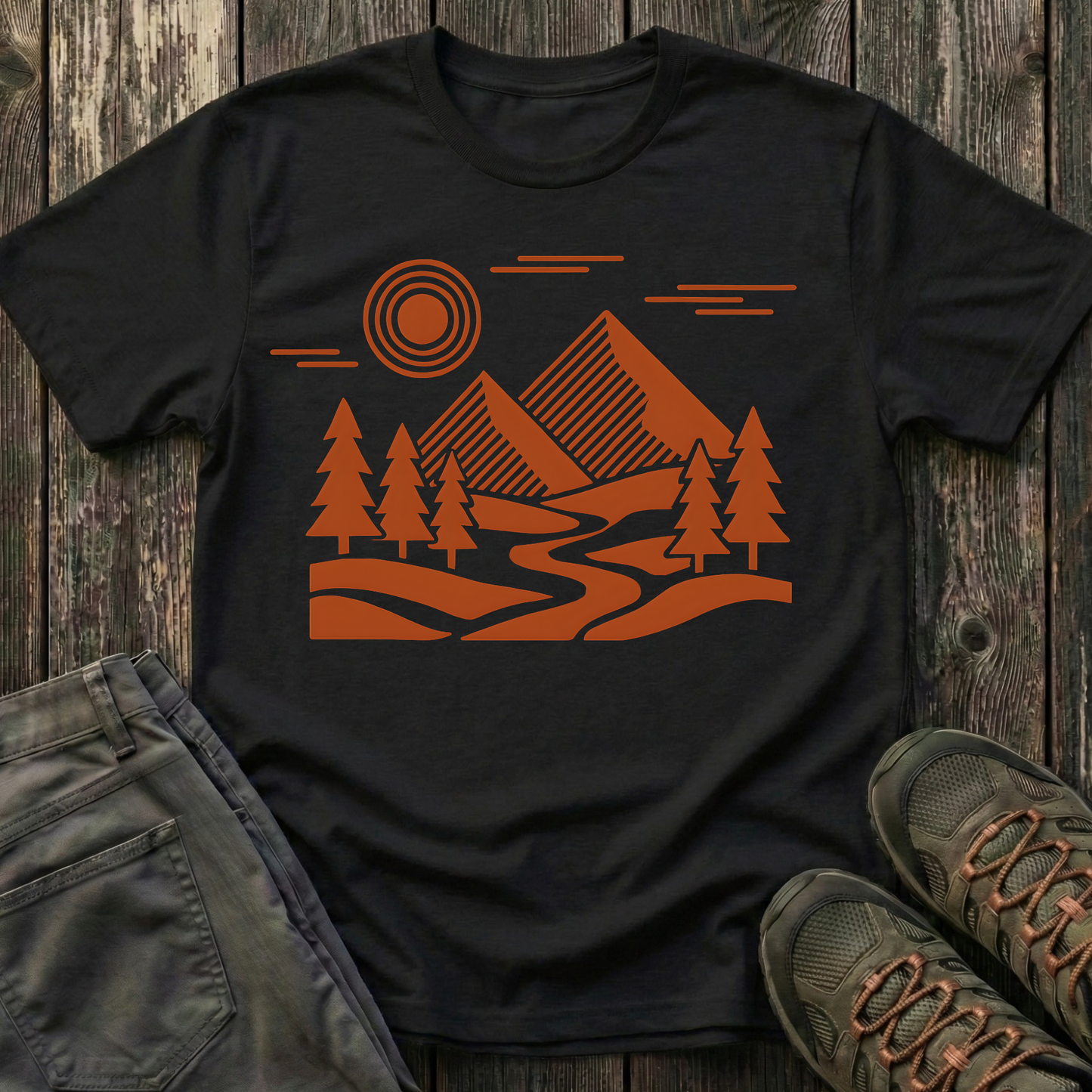 Geometric Red Landscape T-shirt