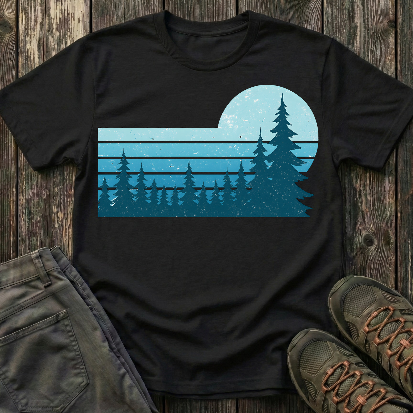 Retro Teal Sunset T-shirt