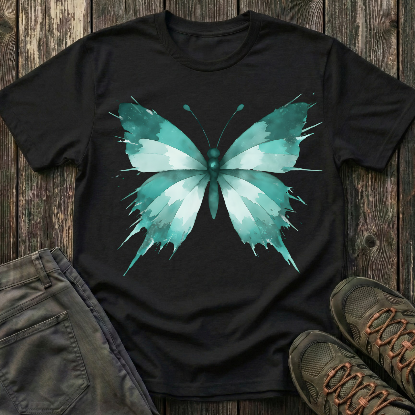 Watercolor Teal Butterfly T-shirt