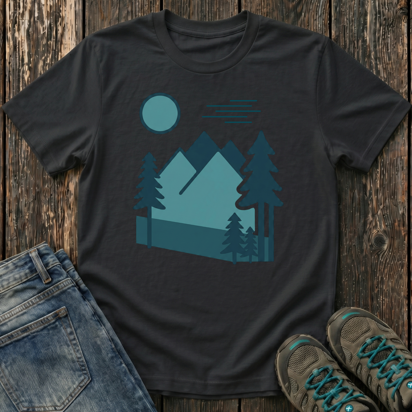 Children's Minimalist Blues Landscape T-shirt