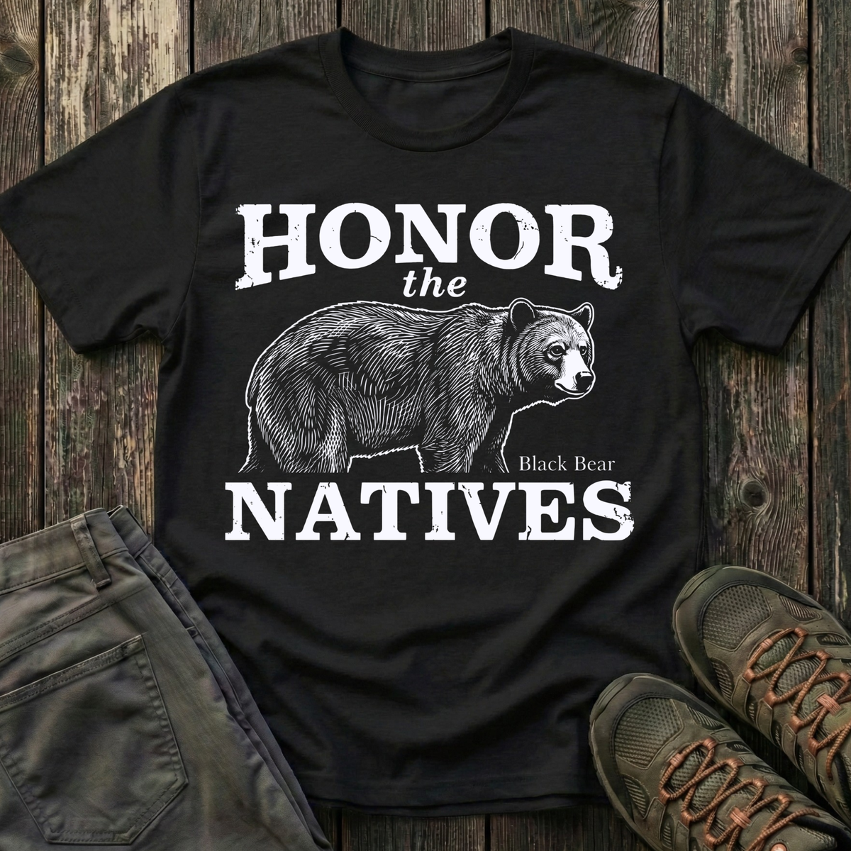 Honor The Natives Black Bear T-shirt White