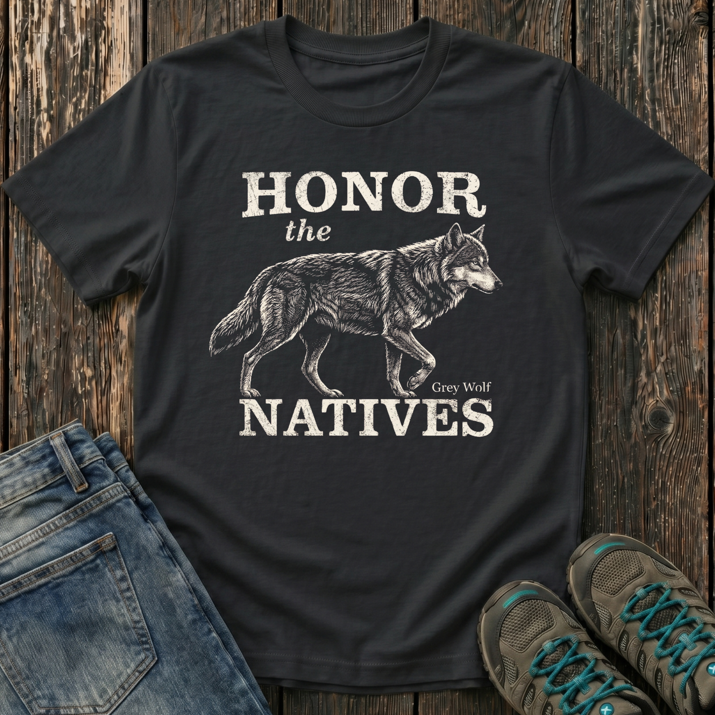 Children's Honor The Natives Grey Wolf T-shirt