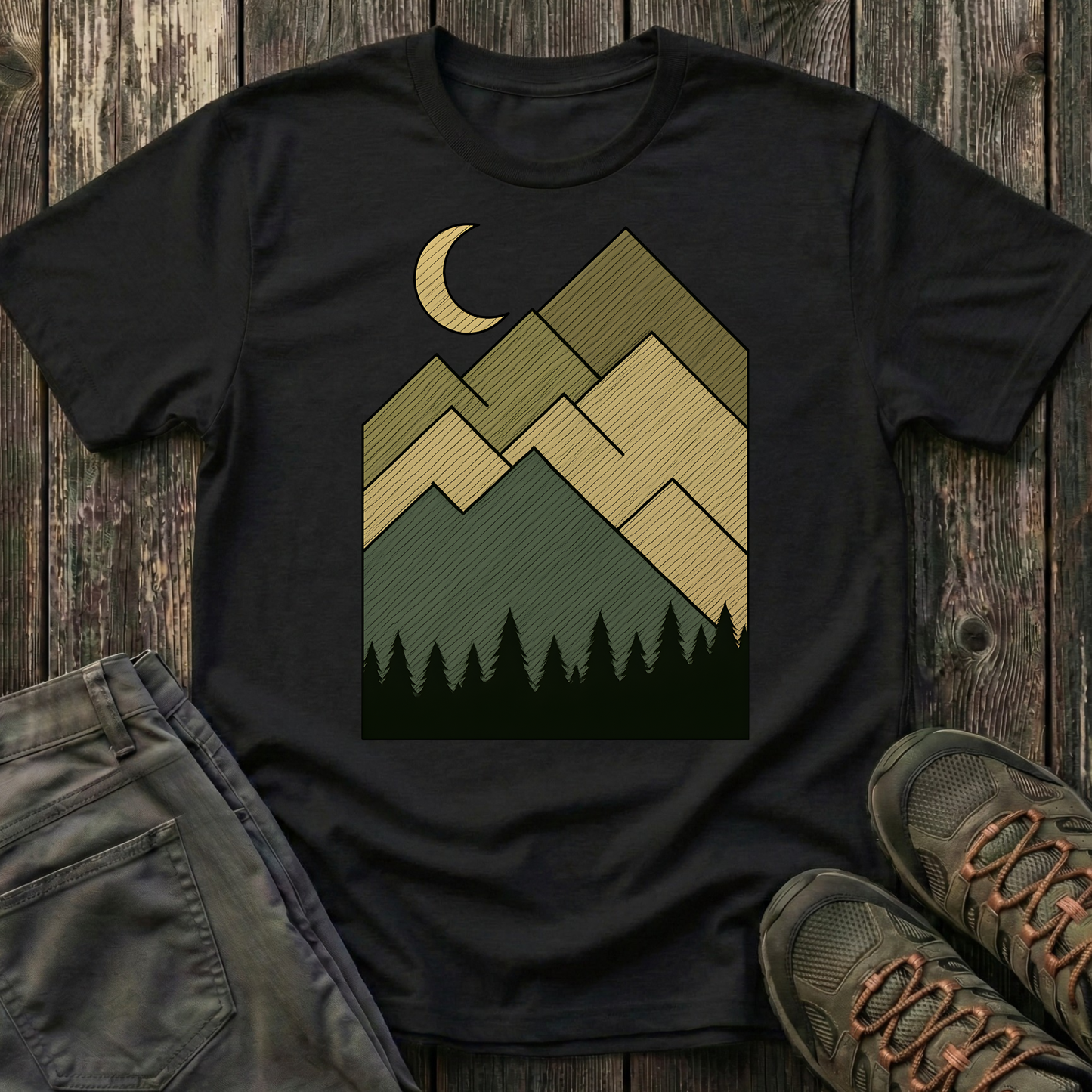 Moon Over Lined Mountains T-shirt