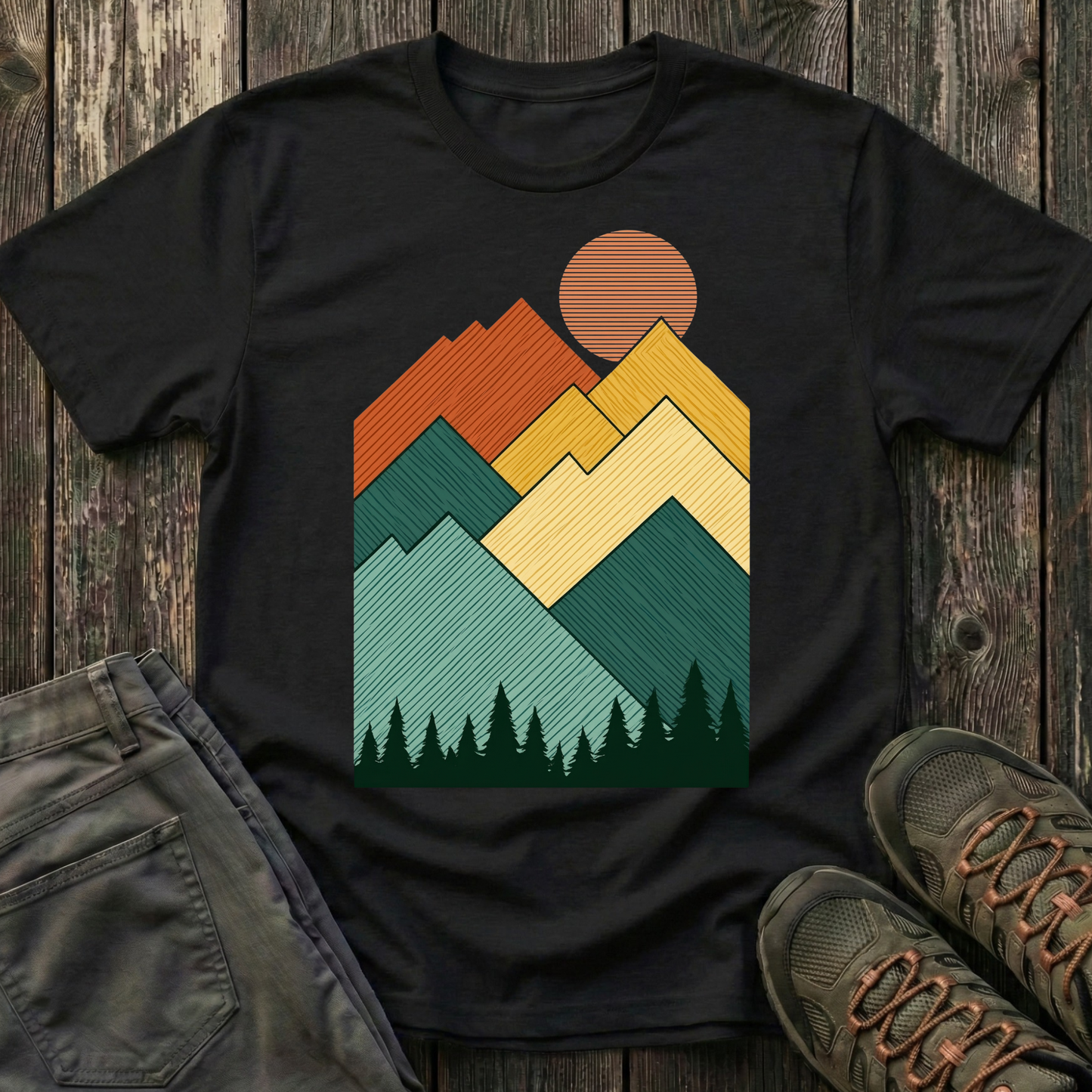 Sunset Over Lined Mountains T-shirt