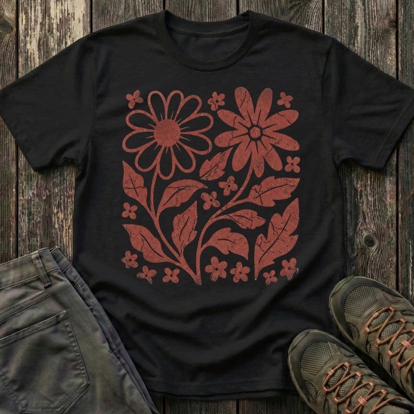 Crimson Flora T-shirt