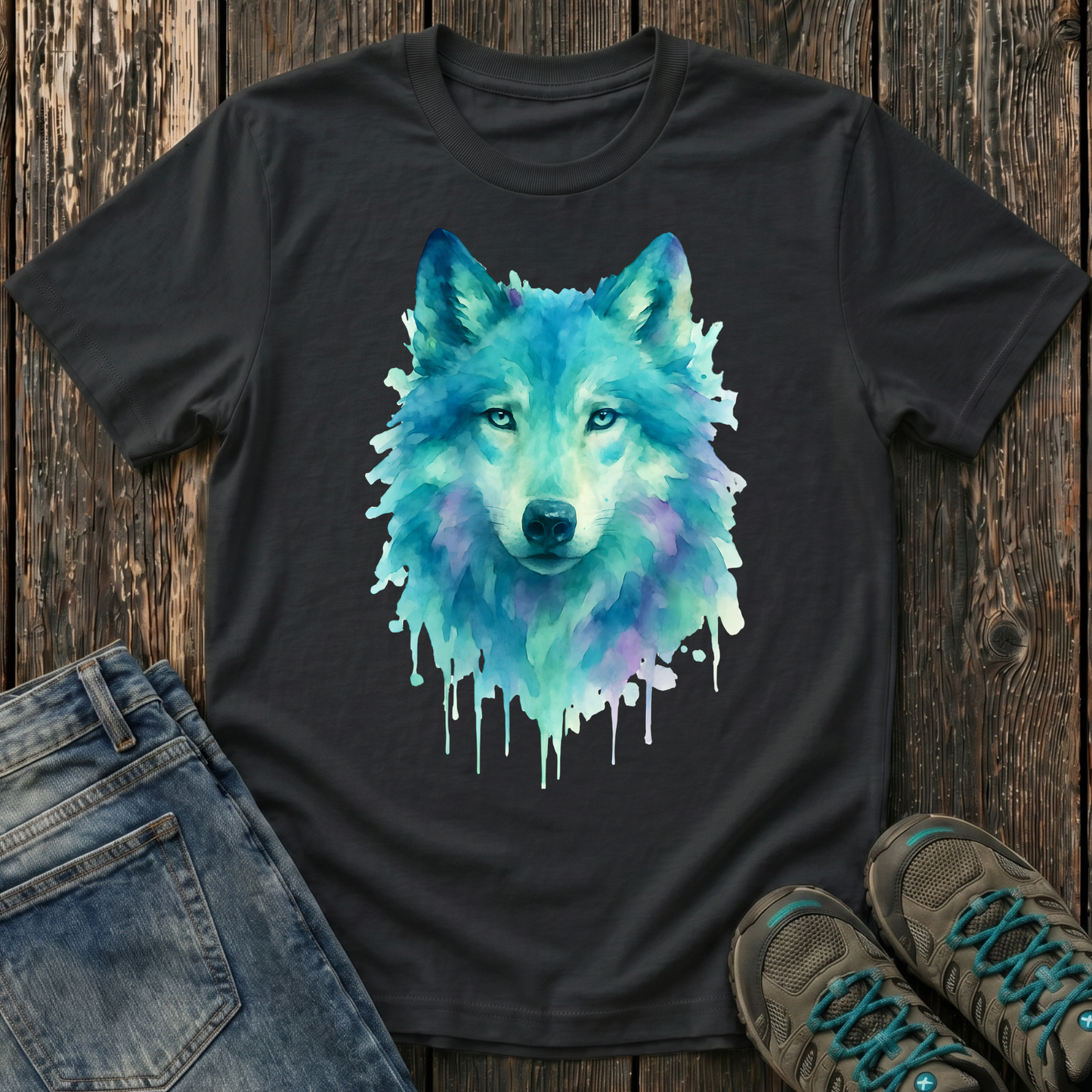 Children's Watercolor Wolf T-shirt