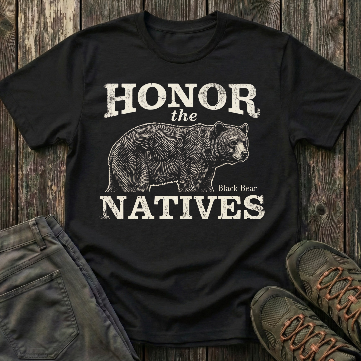 Honor The Natives Black Bear T-shirt