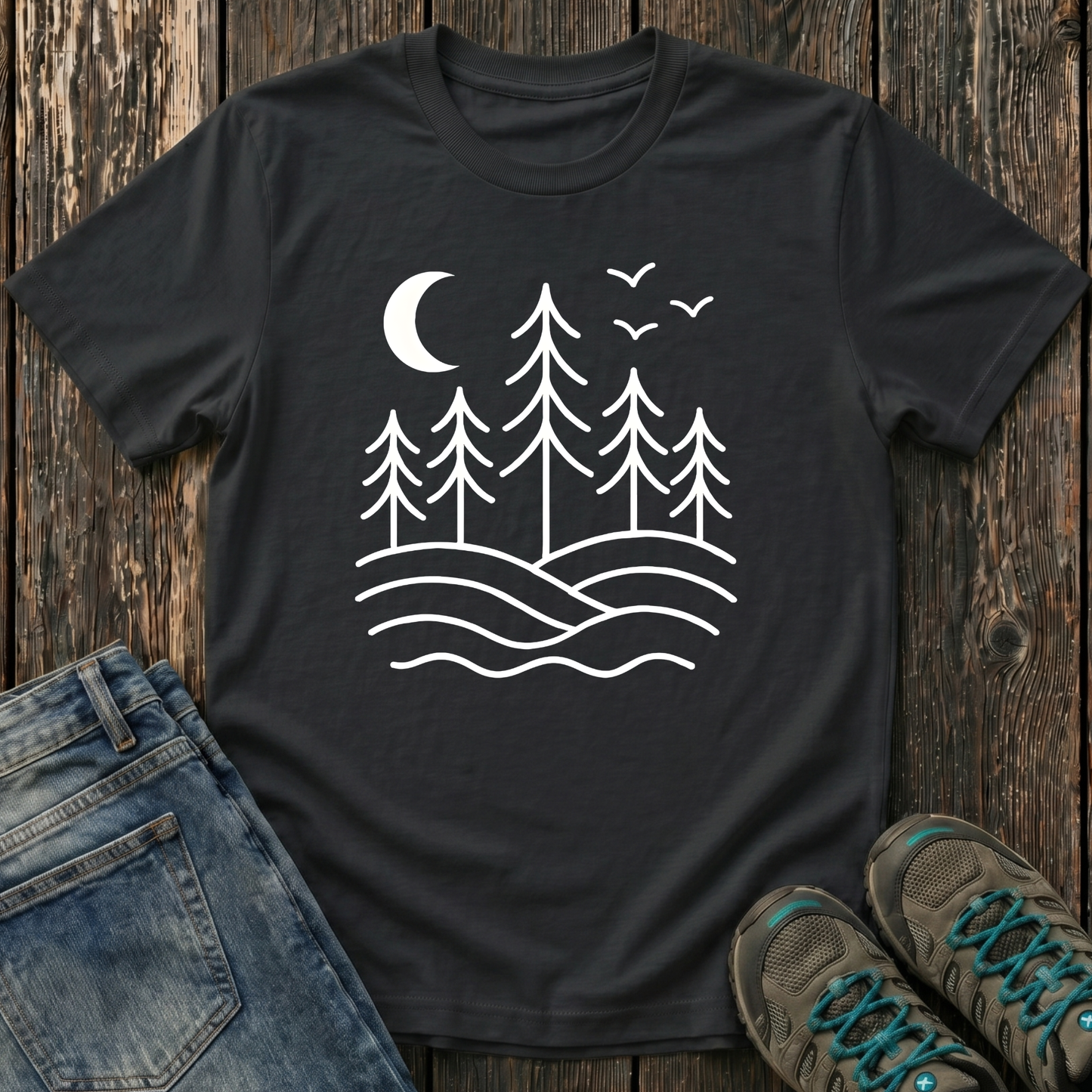 Children's Pines Under Moon T-shirt