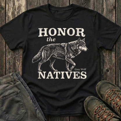 Honor The Natives Grey Wolf T-shirt