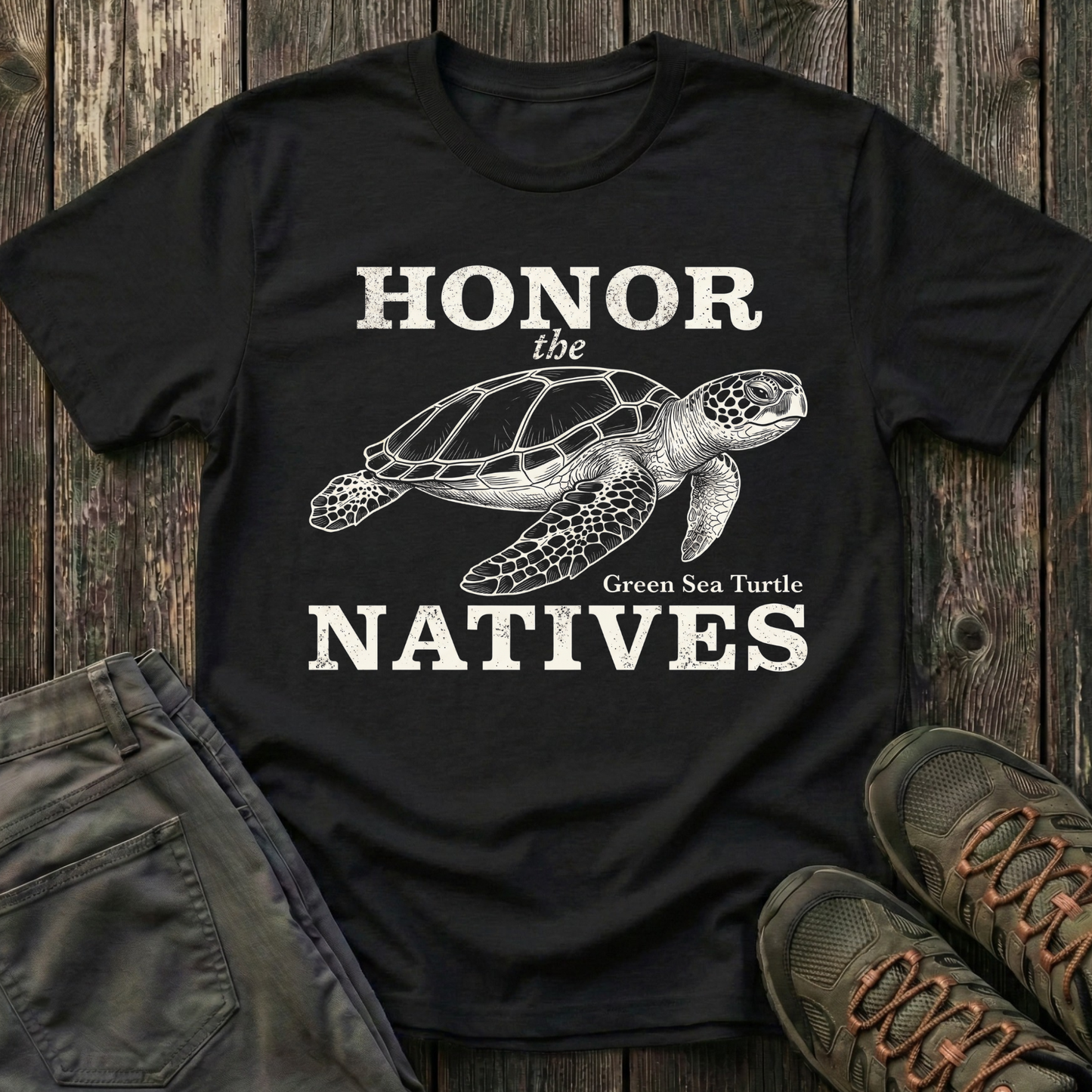 Honor The Natives Green Sea Turtle T-shirt