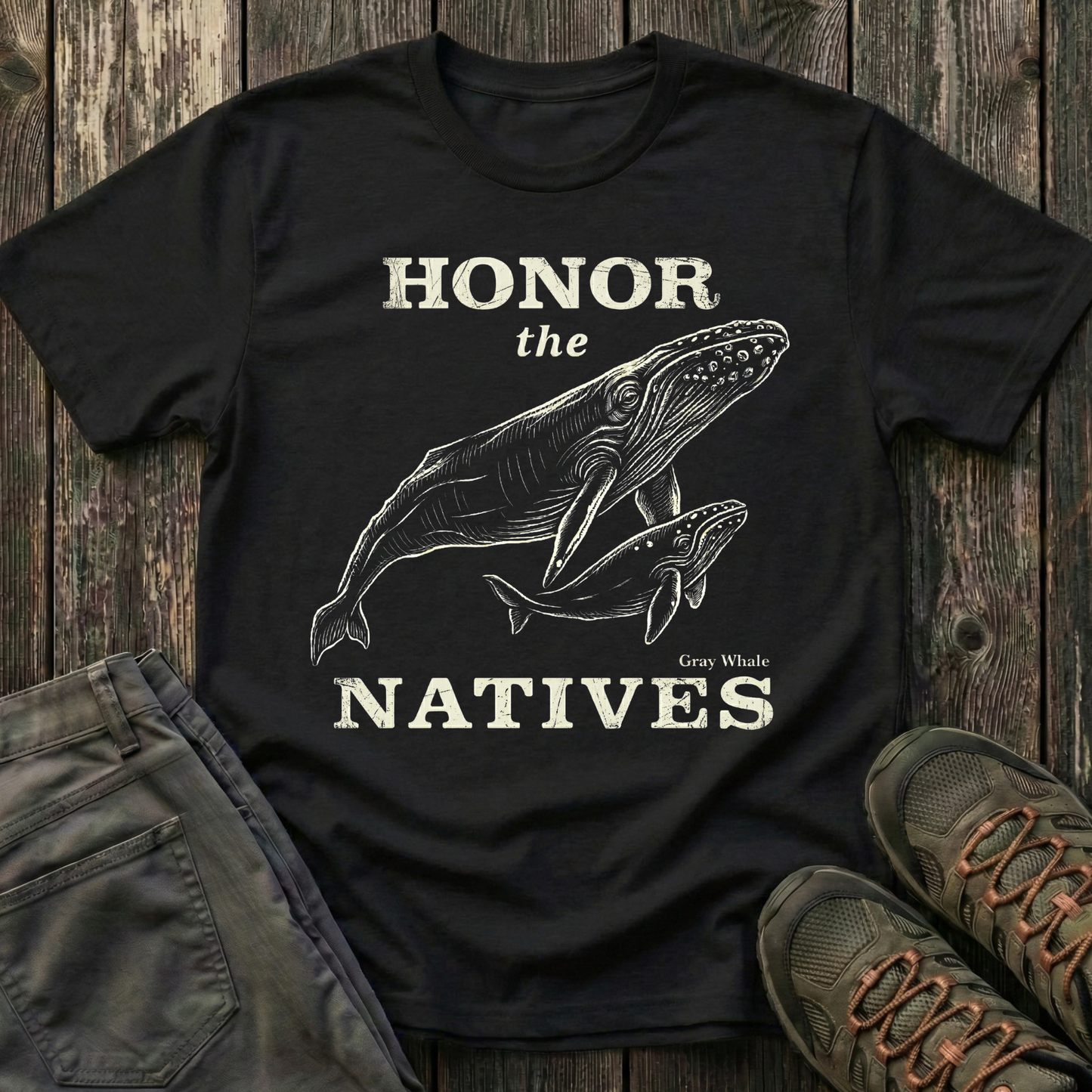 Honor The Natives Gray Whale T-shirt
