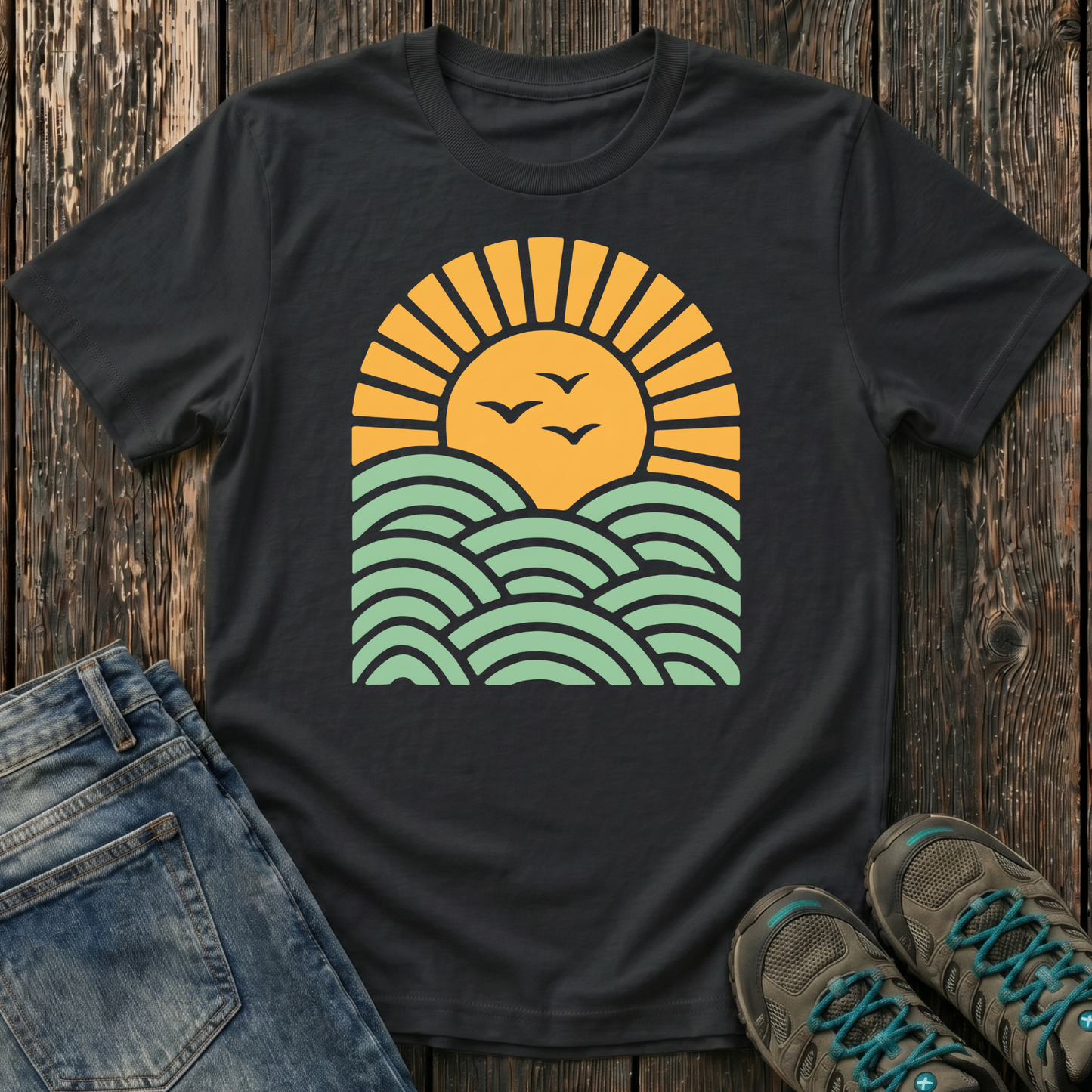 Children’s Sunrise Over Serene Waves T-shirt