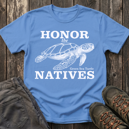 Honor The Natives Green Sea Turtle T-shirt White