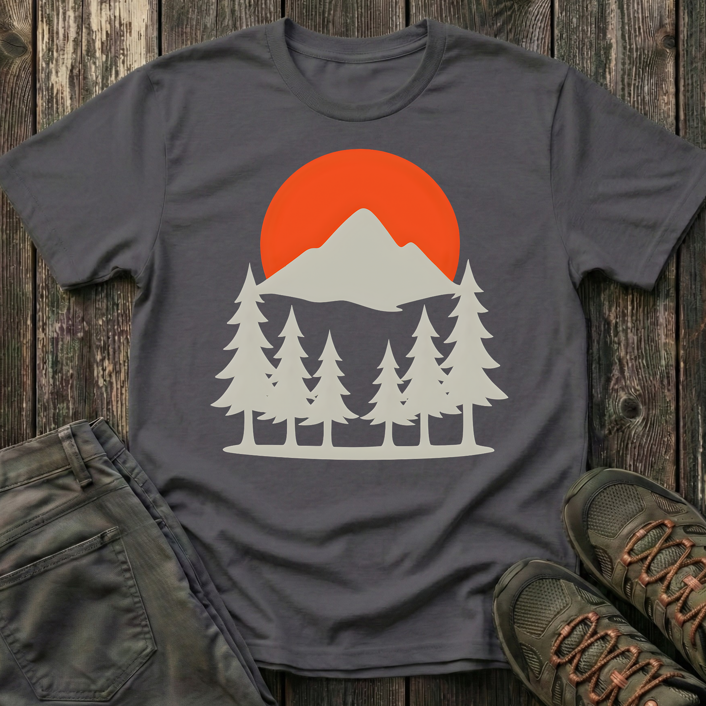 Grey Mountain Silhouette At Sunset T-shirt