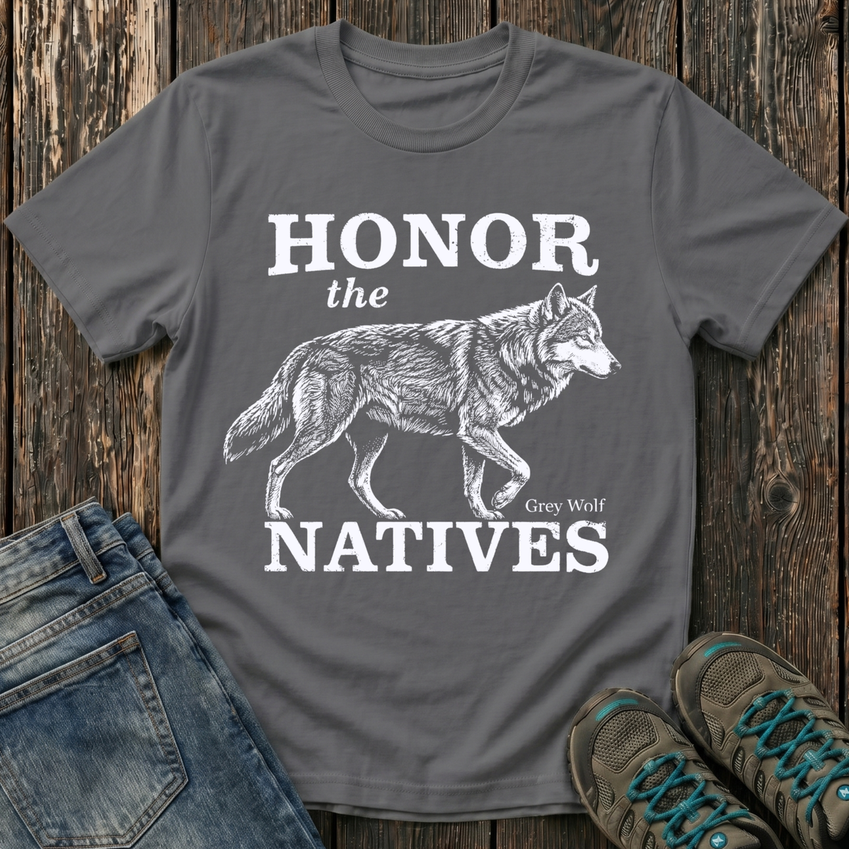 Children's Honor The Natives Grey Wolf T-shirt