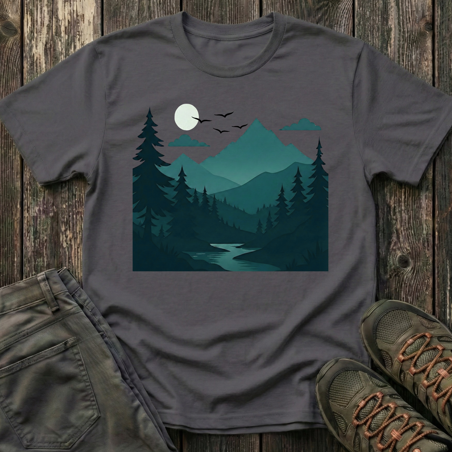 Dark Night Mountain Landscape T-shirt