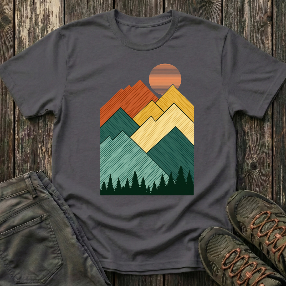 Sunset Over Lined Mountains T-shirt
