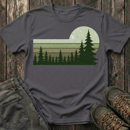 Retro Moss Green Sunset T-shirt