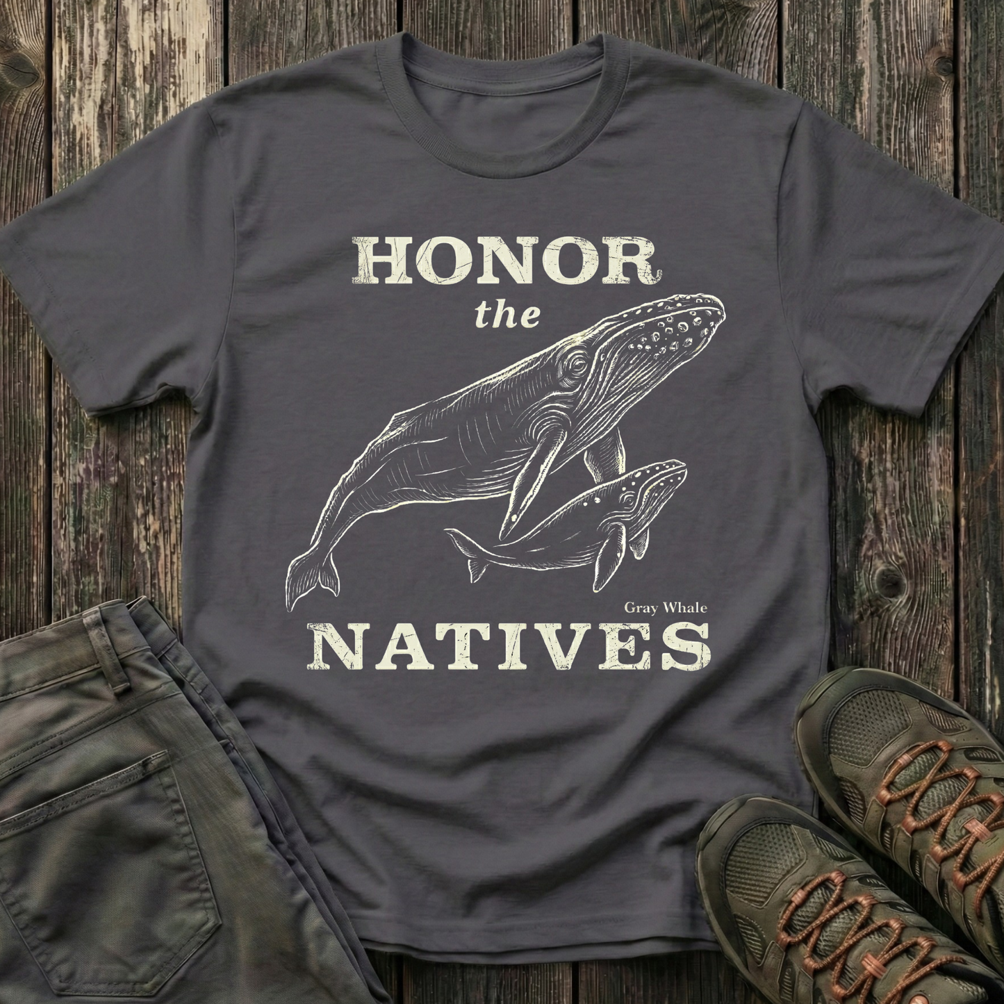 Honor The Natives Gray Whale T-shirt