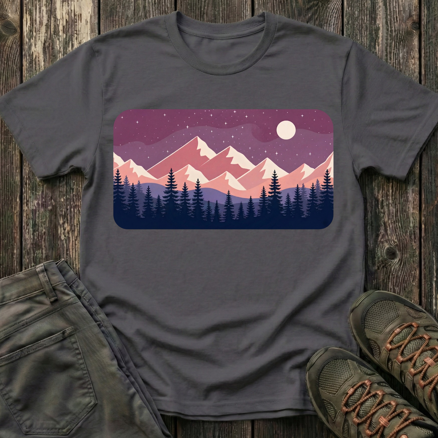 Purple Night Sky Landscape T-shirt