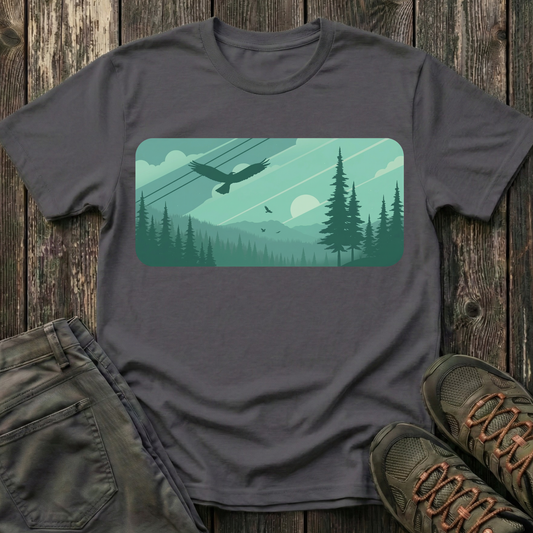 Soaring Eagle Over Green Pines T-shirt