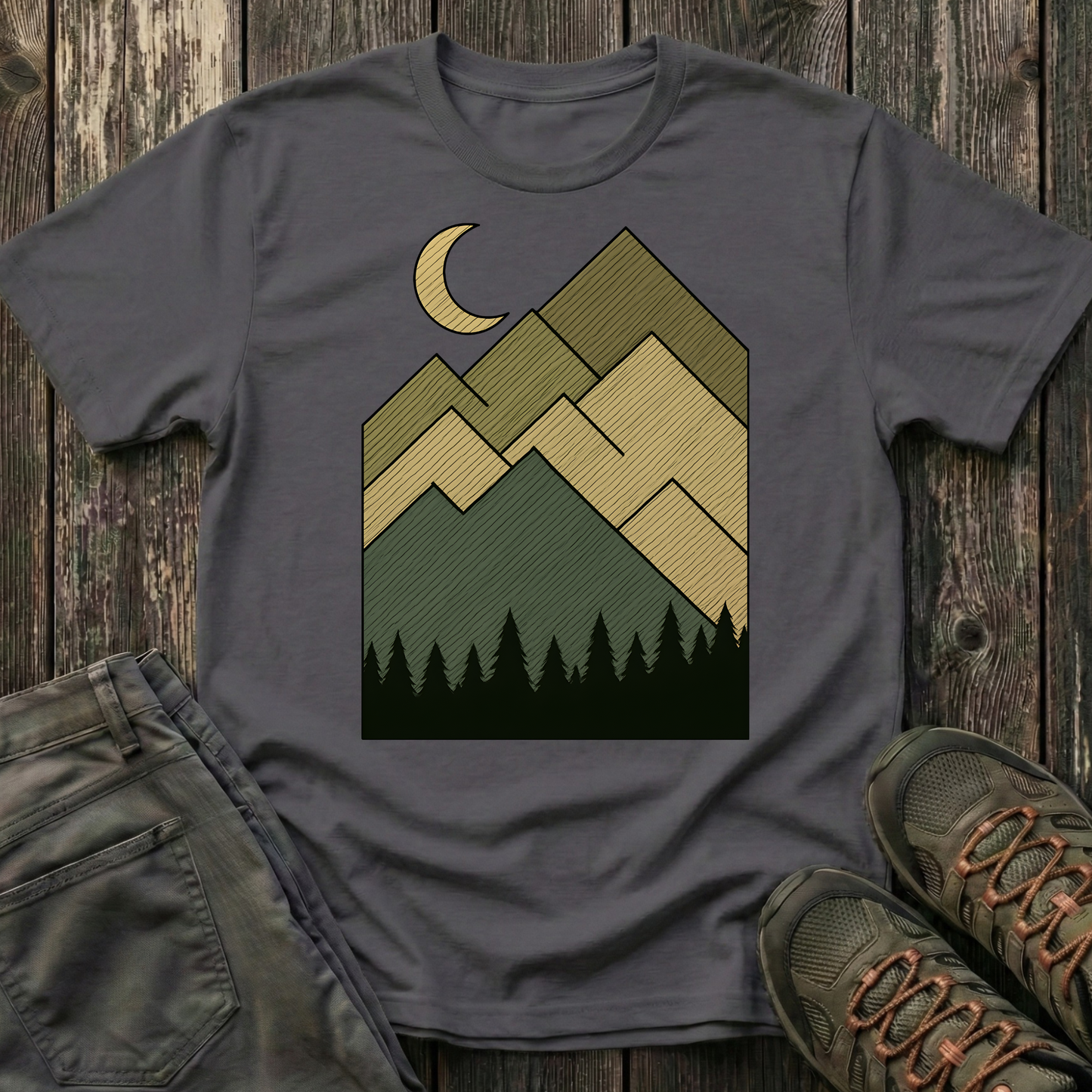 Moon Over Lined Mountains T-shirt