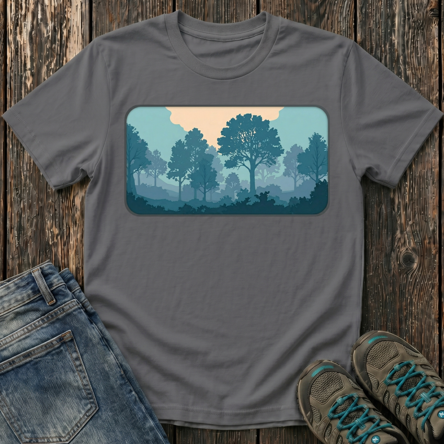Children's Forest in Teals T-shirt