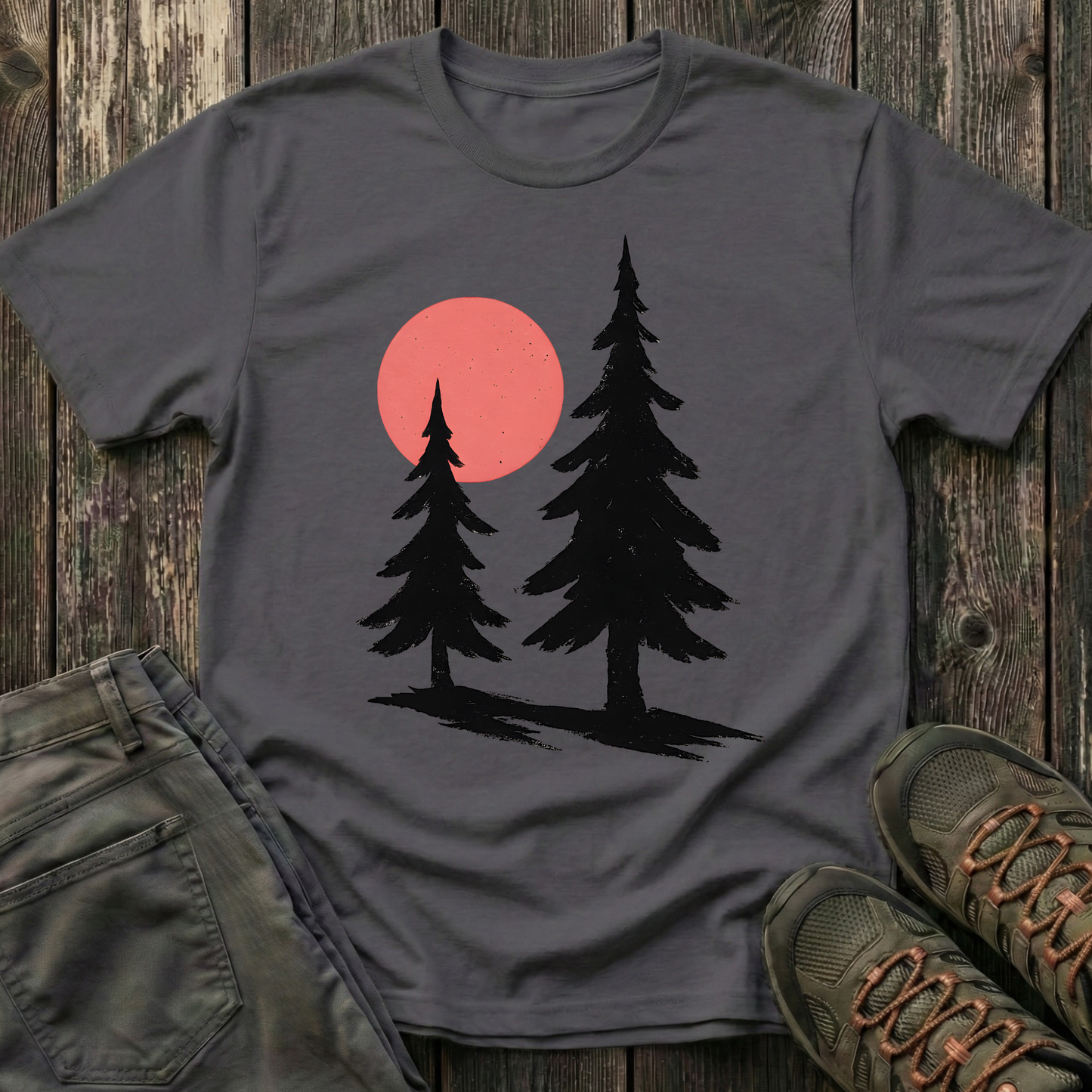 Serene Pines Under Sunset T-shirt