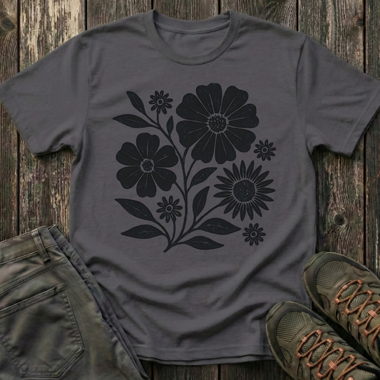 Botanical Portrait Black Ink Print T-shirt