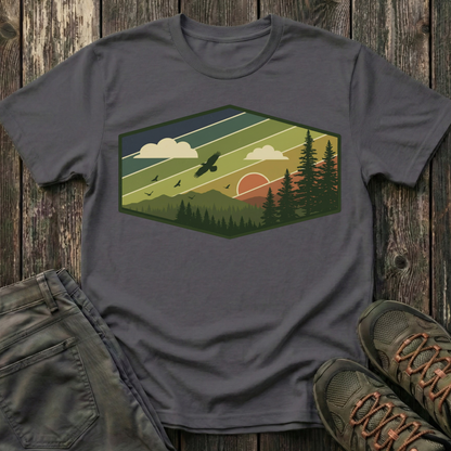 Retro Pine Forest Sunset T-shirt