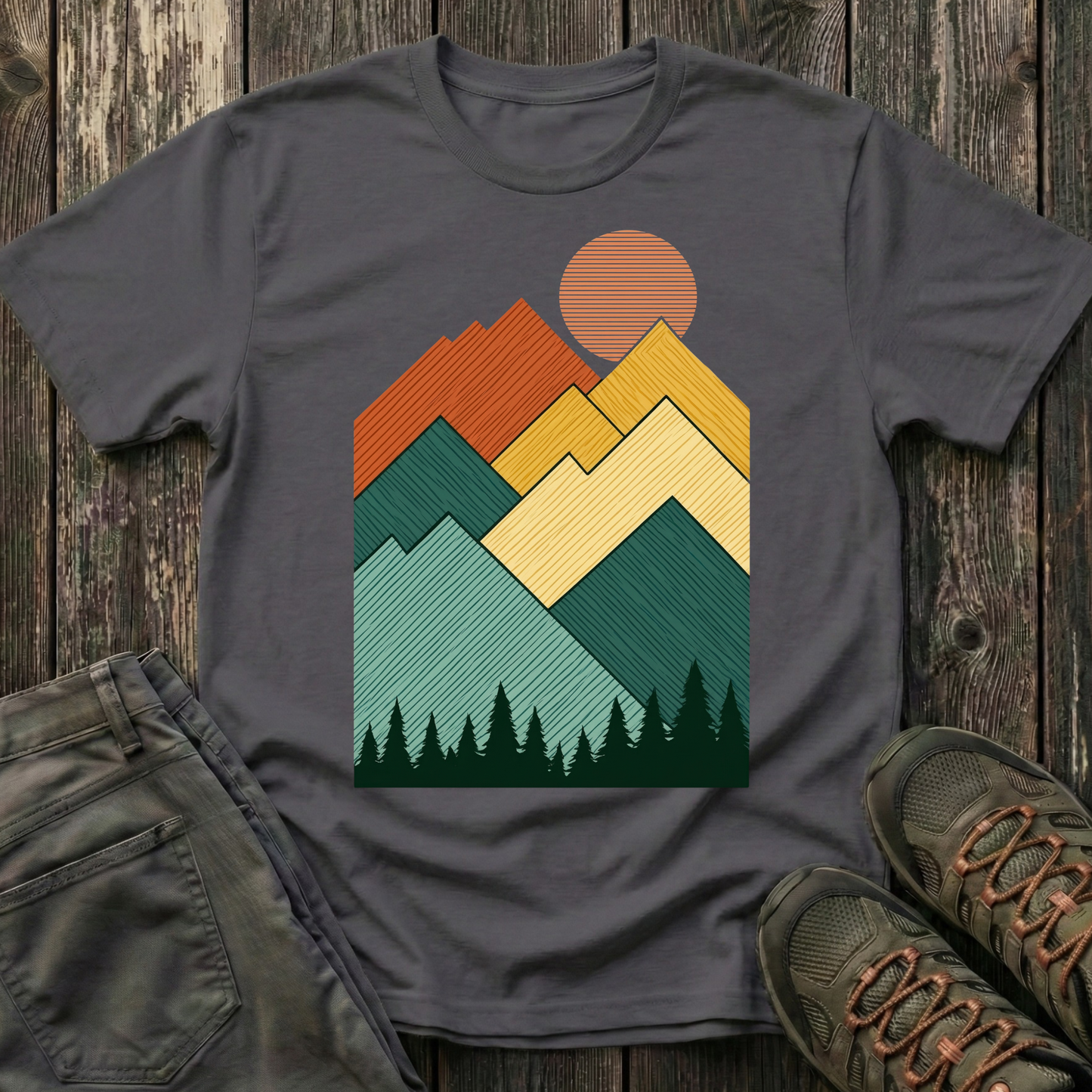 Sunset Over Lined Mountains T-shirt