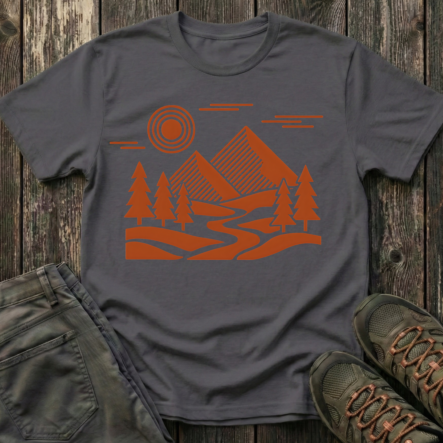 Geometric Red Landscape T-shirt
