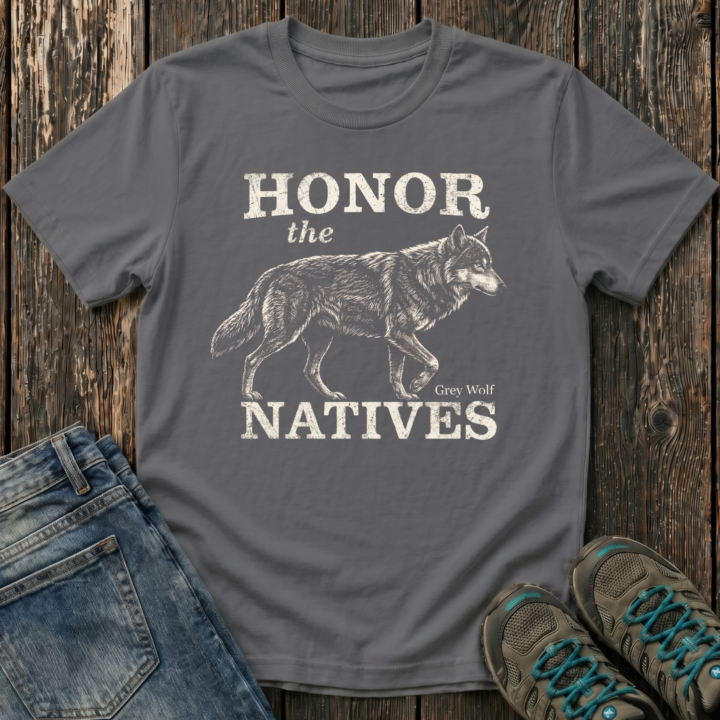 Children's Honor The Natives Grey Wolf T-shirt