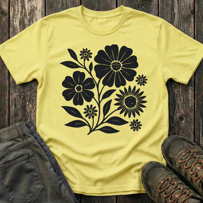 Botanical Portrait Black Ink Print T-shirt