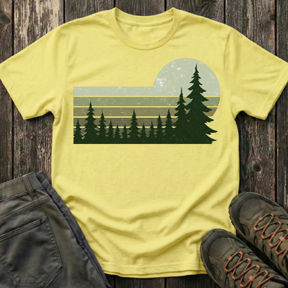 Retro Moss Green Sunset T-shirt