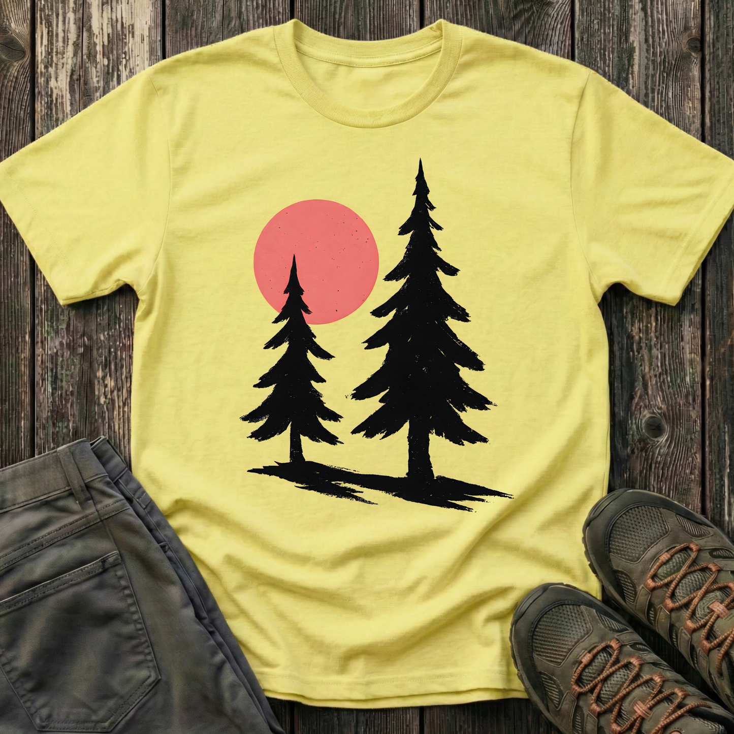 Serene Pines Under Sunset T-shirt