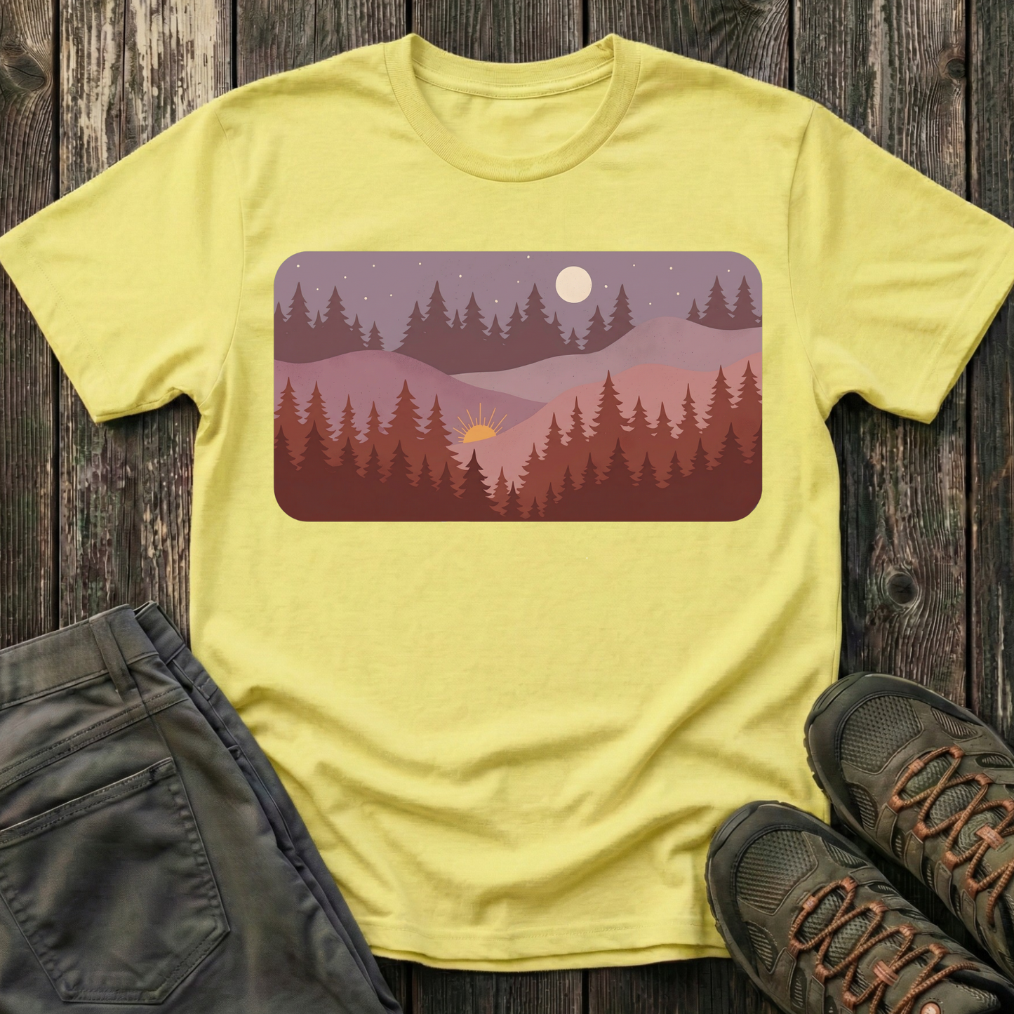 Sun Moon Layered Landscape T-shirt