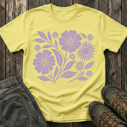 Flower Gathering Ink Print Violet T-shirt