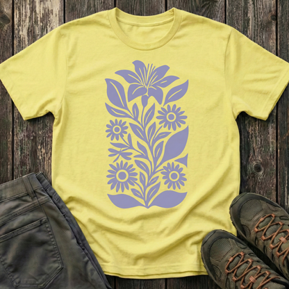 Flower Gathering Ink Print Lilac T-shirt
