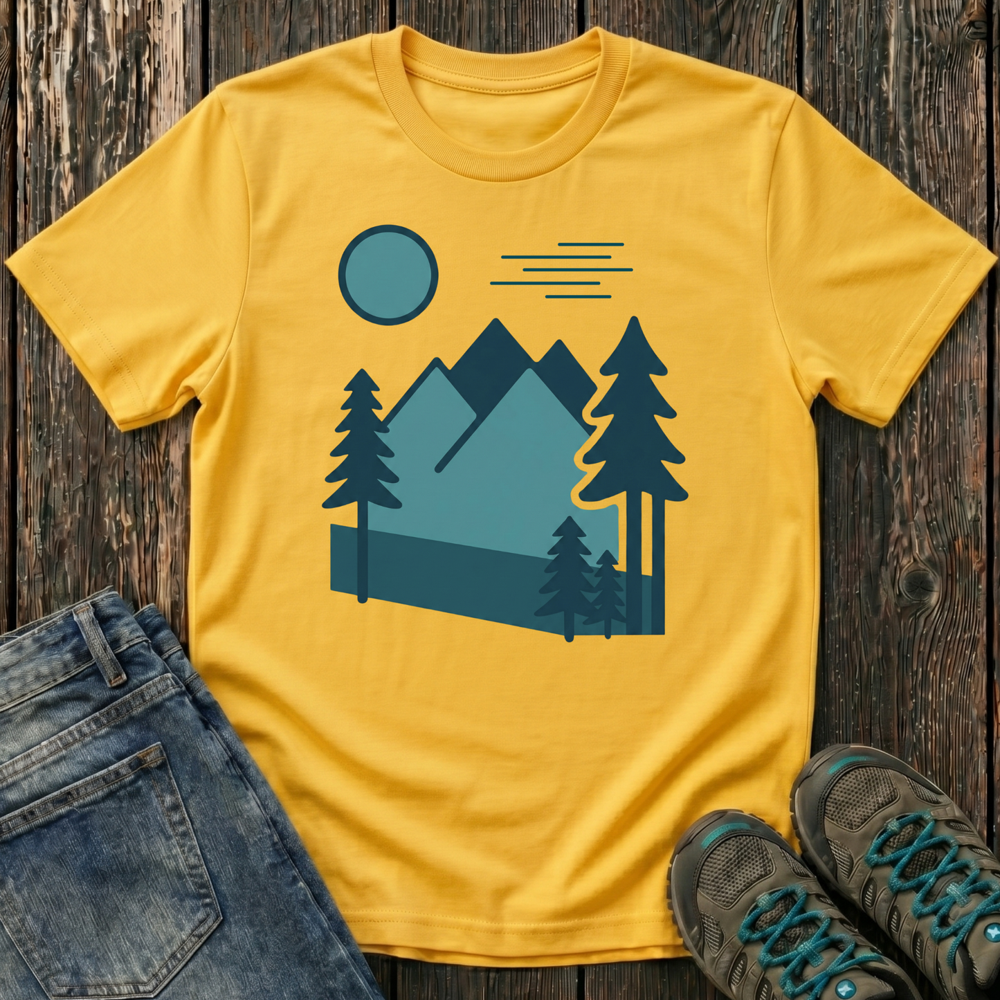 Children's Minimalist Blues Landscape T-shirt