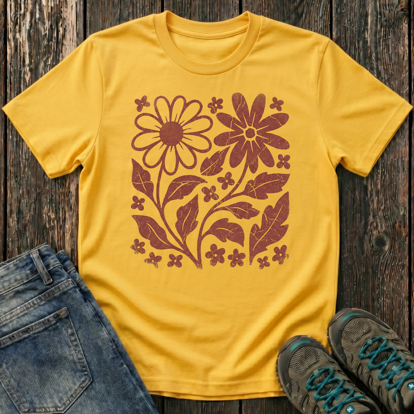 Children's Crimson Flora Ink Print T-shirt