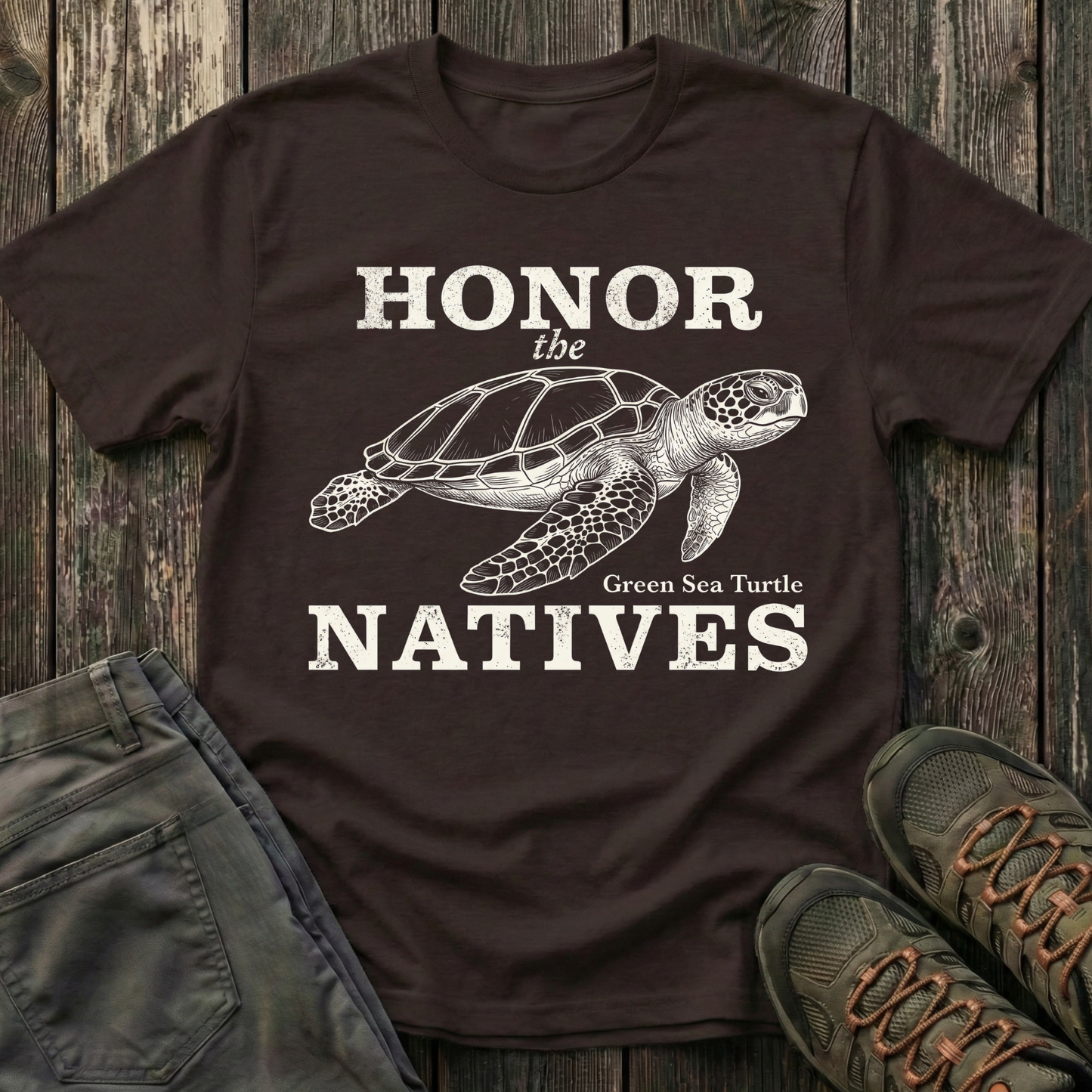 Honor The Natives Green Sea Turtle T-shirt