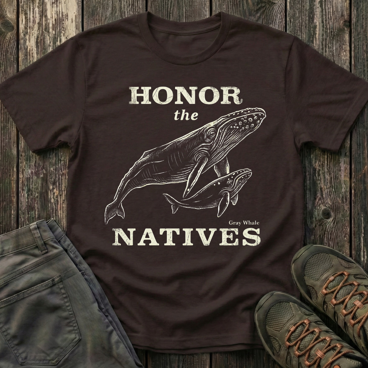 Honor The Natives Gray Whale T-shirt