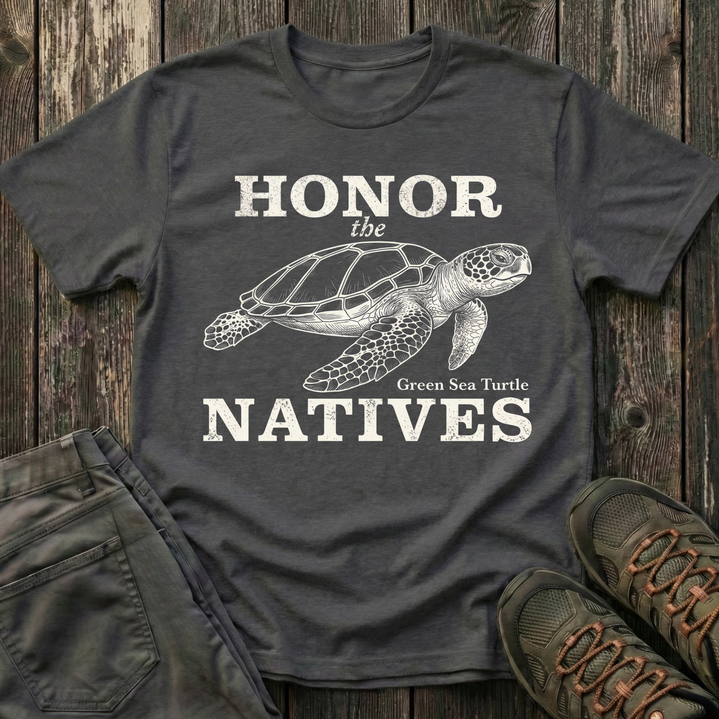 Honor The Natives Green Sea Turtle T-shirt