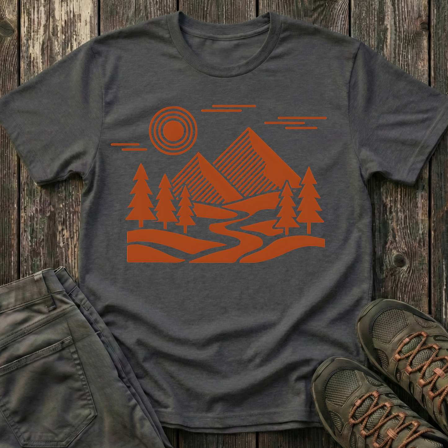 Geometric Red Landscape T-shirt