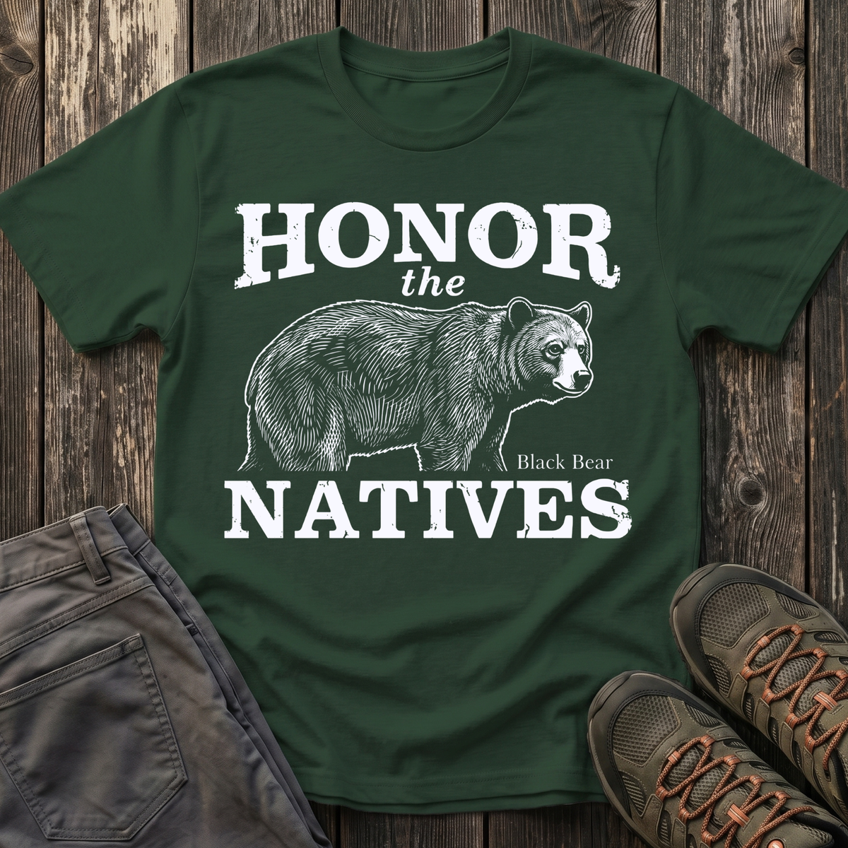 Honor The Natives Black Bear T-shirt White