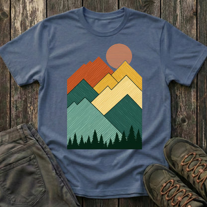 Sunset Over Lined Mountains T-shirt