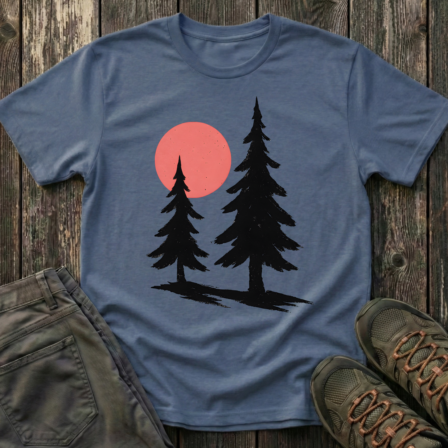 Serene Pines Under Sunset T-shirt